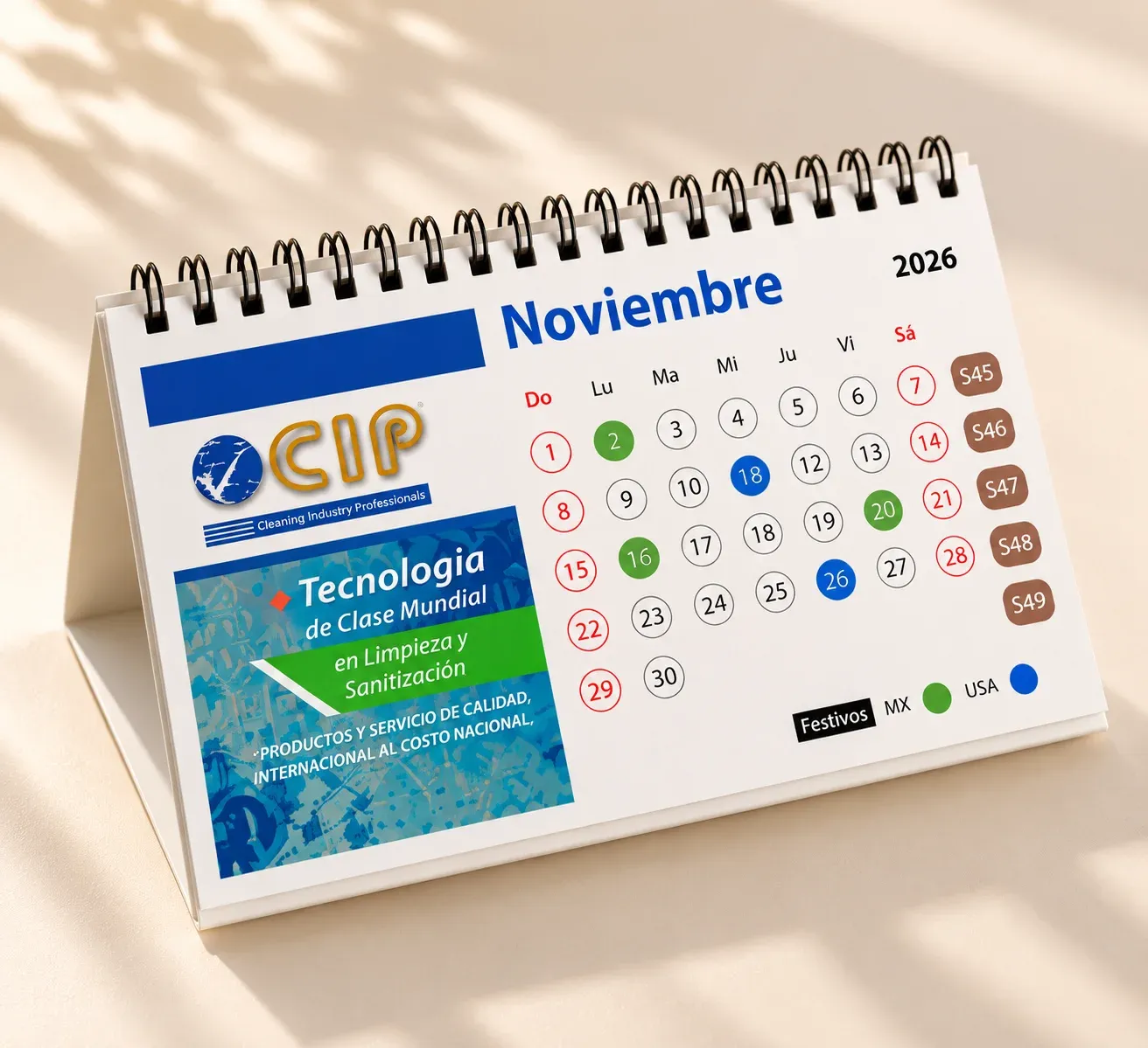 Calendario de escritorio con diseño corporativo